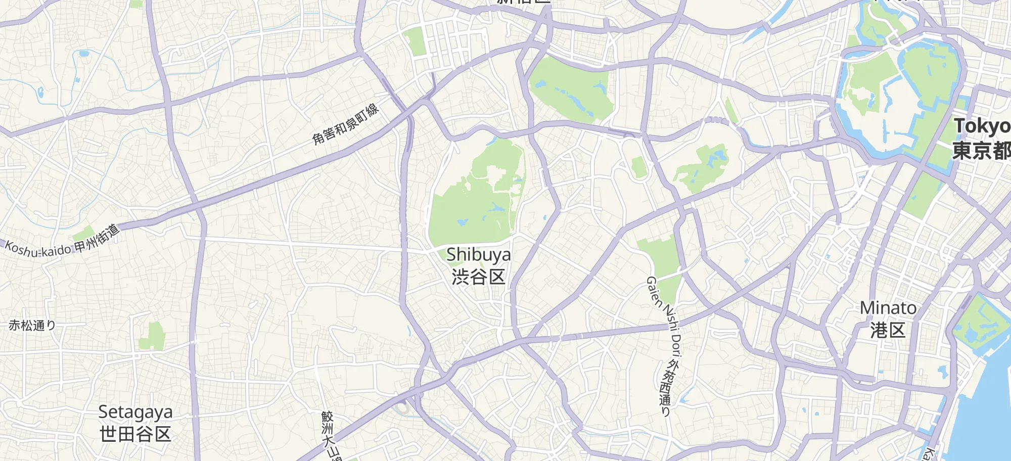Map of Tokyo with the three day-one stops pinned