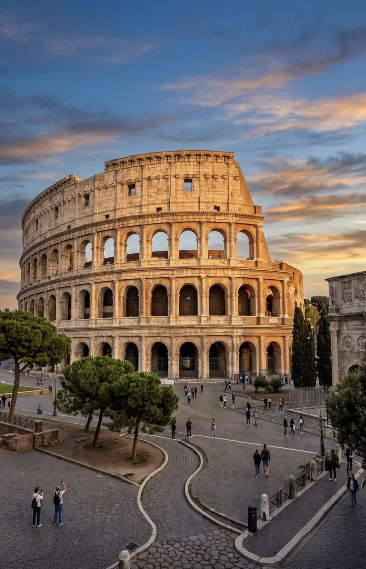 The Colosseum in Rome at sunset